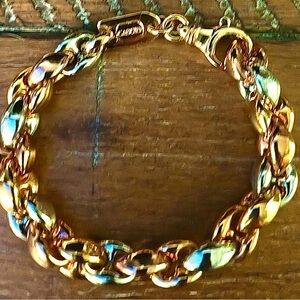 Vintage Bijoux Cascio Rose Gold and Silver Chain Bracelet - 7”